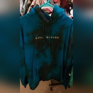 Civil Regime White Roses In Black Ice Wash Hoodie